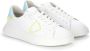 Philippe Model Witte Leren Sneakers met Blauwe Hak en Fluorescerende Gele Details White - Thumbnail 3