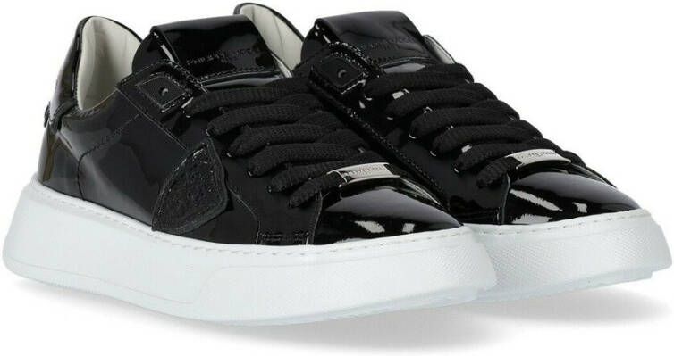 Philippe Model Zwarte leren Temple Sneaker Zwart Dames