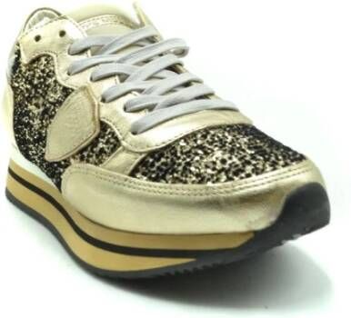 Philippe Model Lage Top Sneakers met Glitters Goud Geel Dames