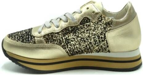 Philippe Model Lage Top Sneakers met Glitters Goud Geel Dames