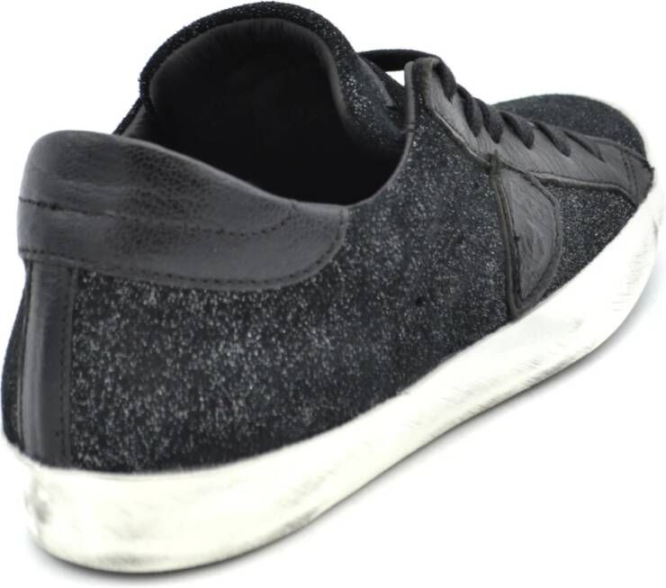 Philippe Model Lage sneakers met glitterveters Zwart Dames