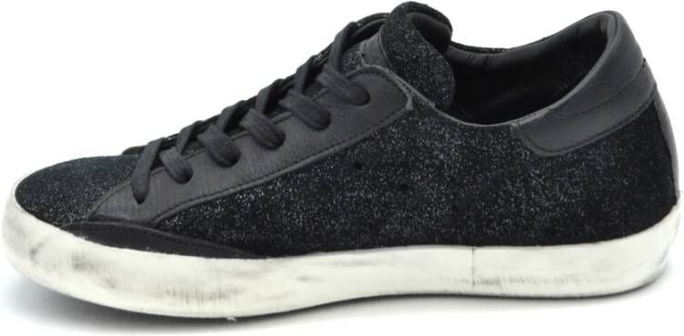 Philippe Model Lage sneakers met glitterveters Zwart Dames