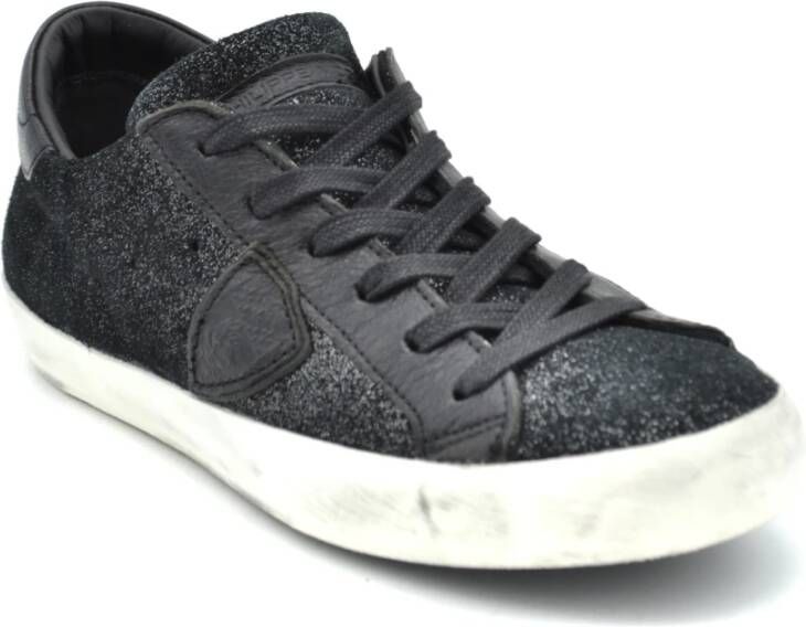 Philippe Model Lage sneakers met glitterveters Zwart Dames