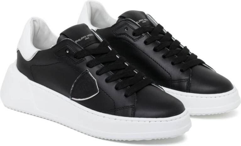 Philippe Model Trendy Leren Sneakers voor Vrouwen Black Dames