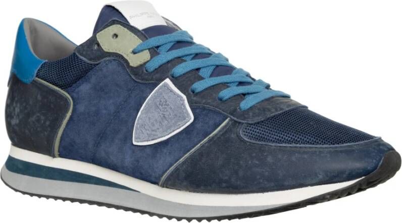 Philippe Model Verweerde Leren Sneakers Blauw Heren