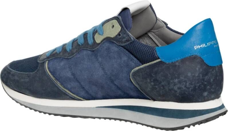 Philippe Model Verweerde Leren Sneakers Blauw Heren