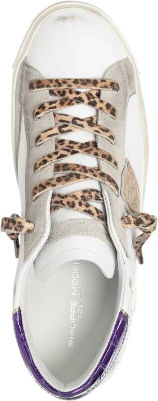 Philippe Model Vintage Distressed Lace-Up Sneakers White Dames