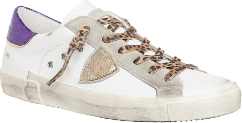 Philippe Model Vintage Distressed Lace-Up Sneakers White Dames