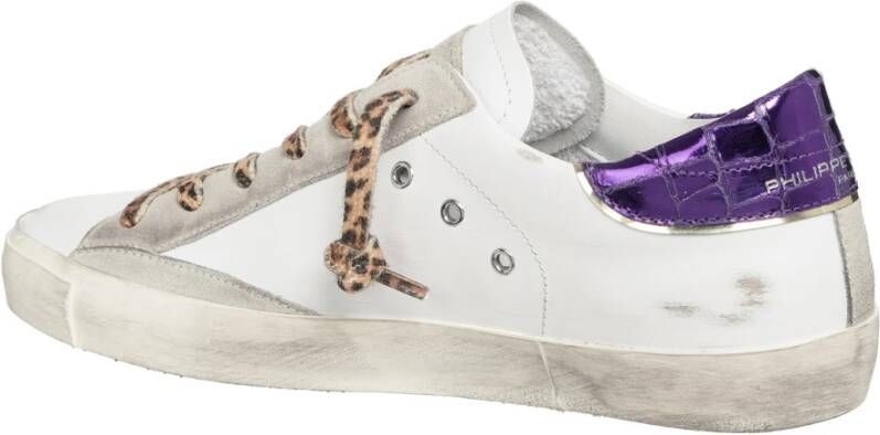 Philippe Model Vintage Distressed Lace-Up Sneakers White Dames