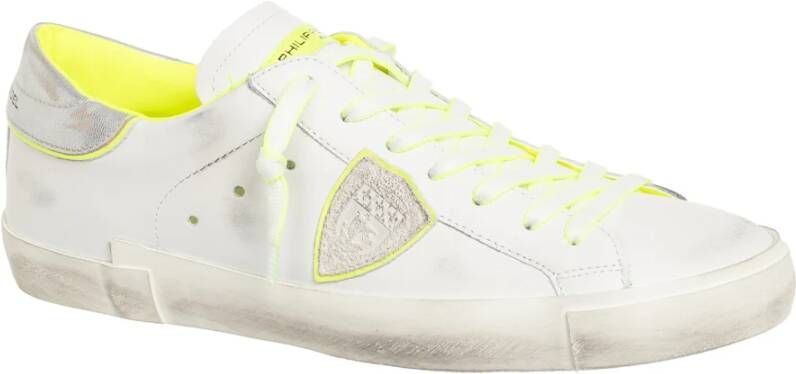 Philippe Model Vintage Distressed Lace-Up Sneakers White Heren