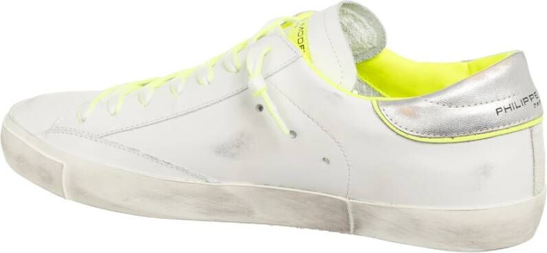 Philippe Model Vintage Distressed Lace-Up Sneakers White Heren