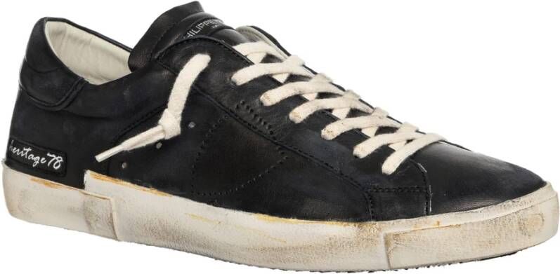 Philippe Model Vintage Distressed Sneakers Black Heren
