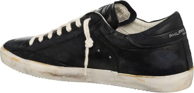 Philippe Model Vintage Distressed Sneakers Black Heren