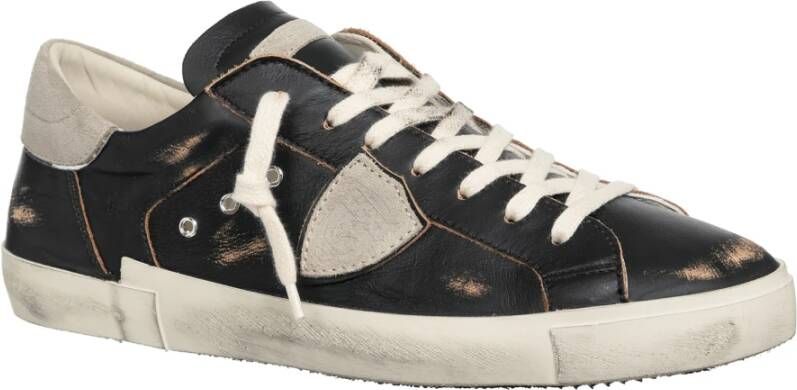 Philippe Model Vintage Distressed Sneakers Black Heren