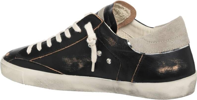 Philippe Model Vintage Distressed Sneakers Black Heren