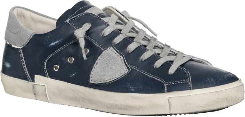 Philippe Model Vintage Distressed Sneakers Blue Heren