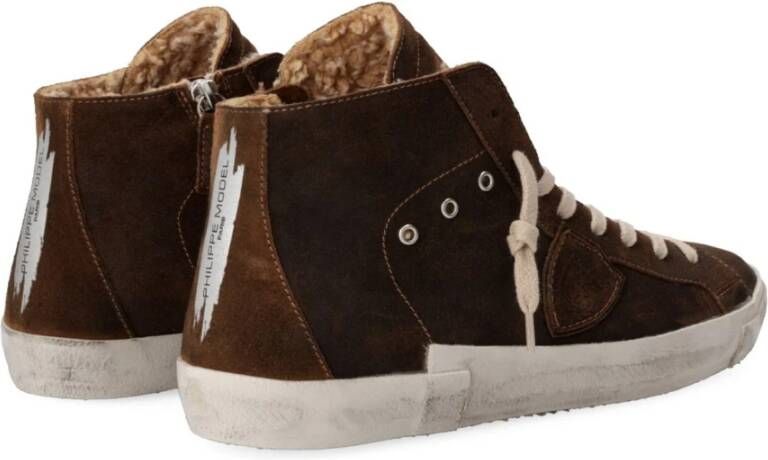 Philippe Model Vintage suède sneakers met teddy voering Brown Heren