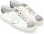 Philippe Model Vintage Witte Lederen Sneaker met Groene Hak White Heren - Thumbnail 4