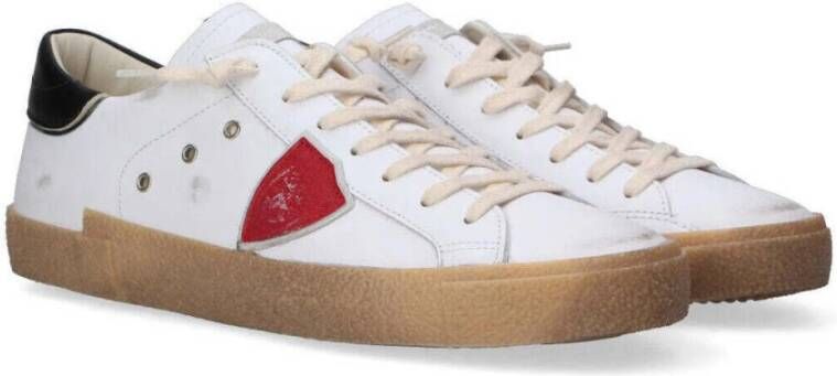 Philippe Model Vintage Witte Leren Sneakers White Heren
