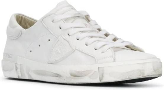Philippe Model Vintage Witte Sneakers met Parijse Schild White Heren