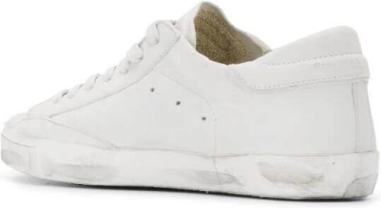 Philippe Model Vintage Witte Sneakers met Parijse Schild White Heren