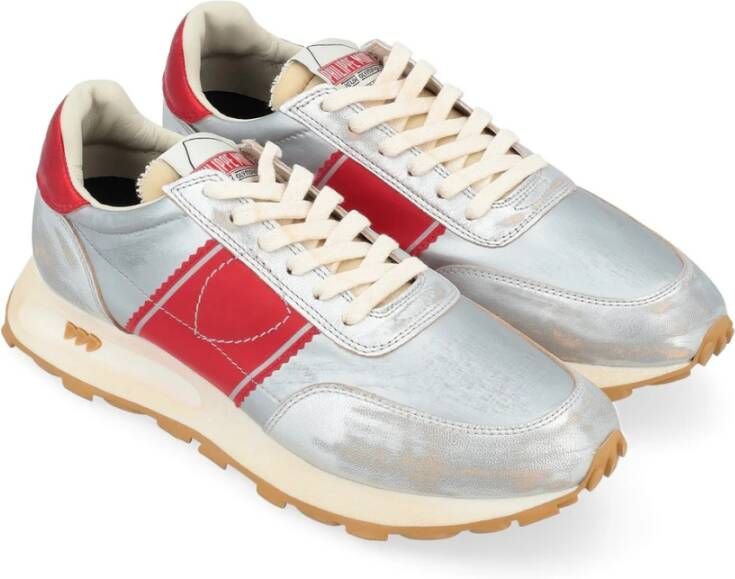 Philippe Model Vintage Zilveren Leren Sneakers Gray Heren