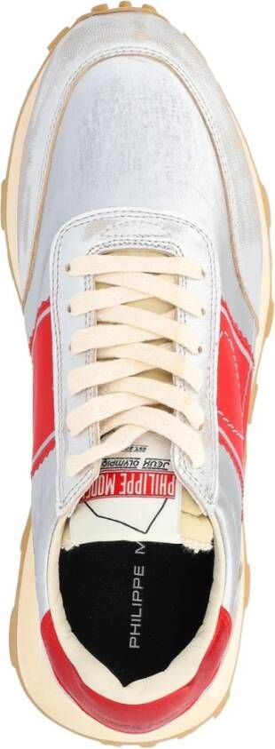 Philippe Model Vintage Zilveren Leren Sneakers Gray Heren