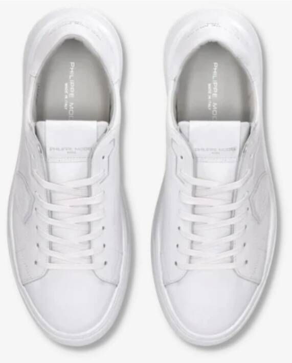 Philippe Model Wit Kalfsleren Lage Sneaker White Heren