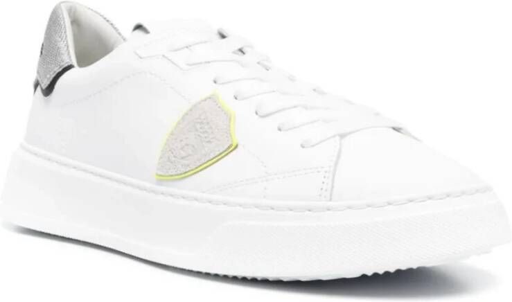 Philippe Model Wit Zilver Temple Low Sneakers White Heren