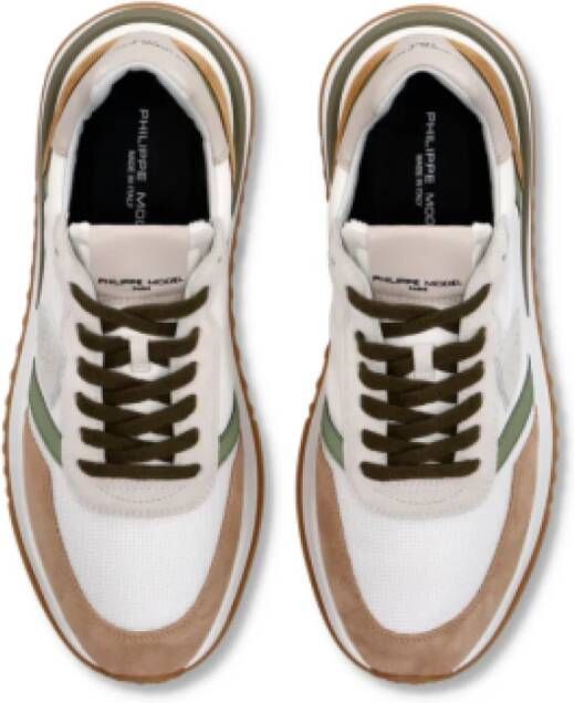 Philippe Model Wit Groen Denim Sneakers Multicolor Heren