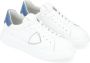 Philippe Model Witte en Blauwe Leren Sneaker met Oversized Rubberen Zool White Heren - Thumbnail 4
