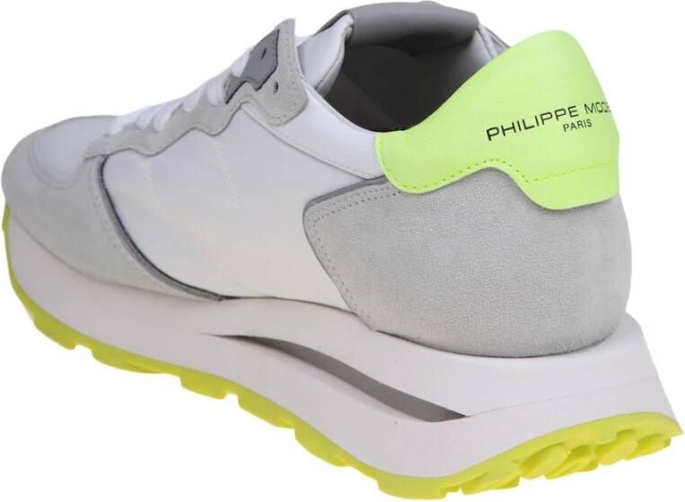 Philippe Model Witte en Gele Nylon Suède Sneakers Multicolor Heren