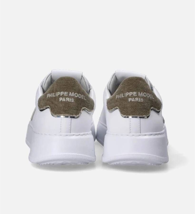 Philippe Model Witte Lage Sneakers met Bovenwerk van Kalfsleer White Heren