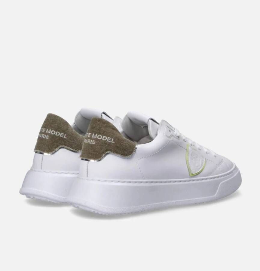 Philippe Model Witte Lage Sneakers met Bovenwerk van Kalfsleer White Heren