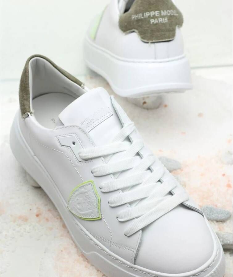 Philippe Model Witte Lage Sneakers met Bovenwerk van Kalfsleer White Heren