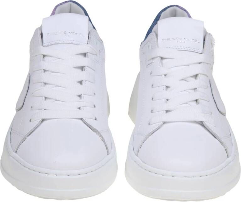 Philippe Model Witte Leren Denim Sneakers White Dames