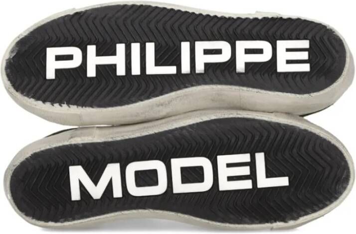 Philippe Model Witte Leren en Stoffen Sneakers