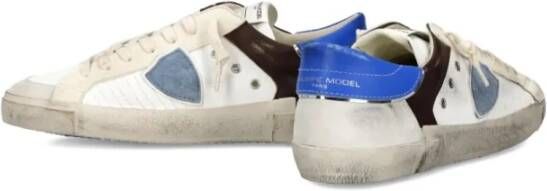 Philippe Model Witte Leren en Stoffen Sneakers