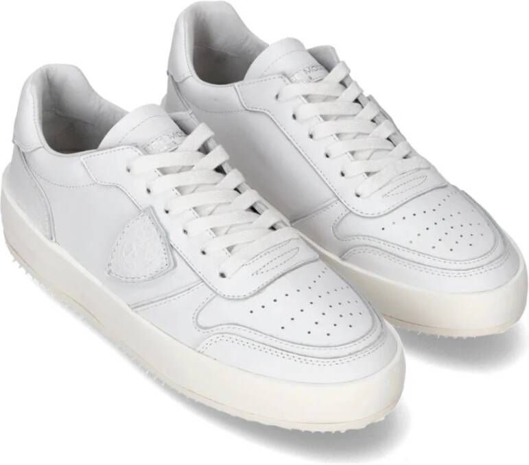 Philippe Model Witte Leren Lage Sneakers White Heren