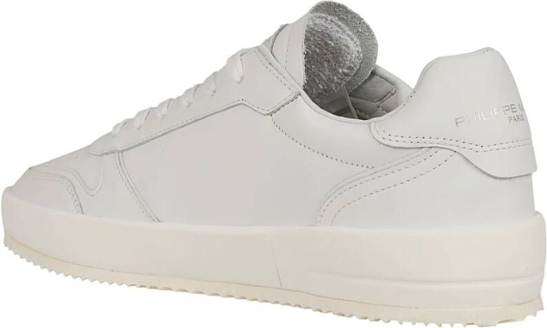 Philippe Model Witte Leren Lage Top Sneakers White Heren