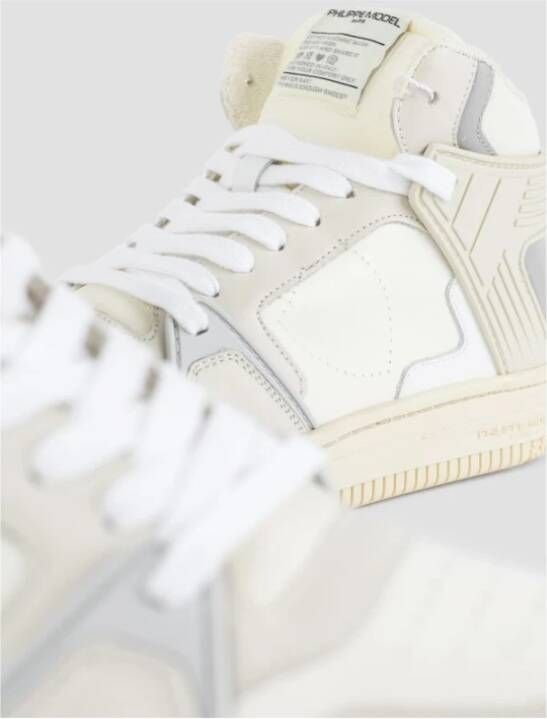 Philippe Model Witte Leren Mid-Top Sneakers White Heren