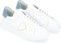 Philippe Model Witte Leren Sneaker met Denim Detail White Heren - Thumbnail 4