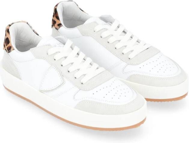 Philippe Model Witte Leren Sneaker met Dierenprint White Dames