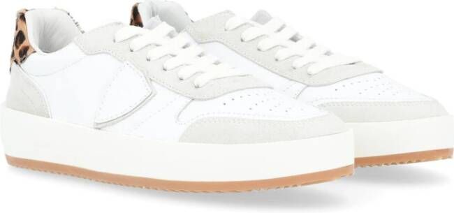 Philippe Model Witte Leren Sneaker met Dierenprint White Dames