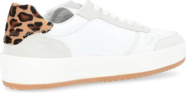 Philippe Model Witte Leren Sneaker met Dierenprint White Dames