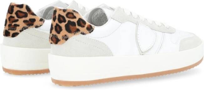 Philippe Model Witte Leren Sneaker met Dierenprint White Dames