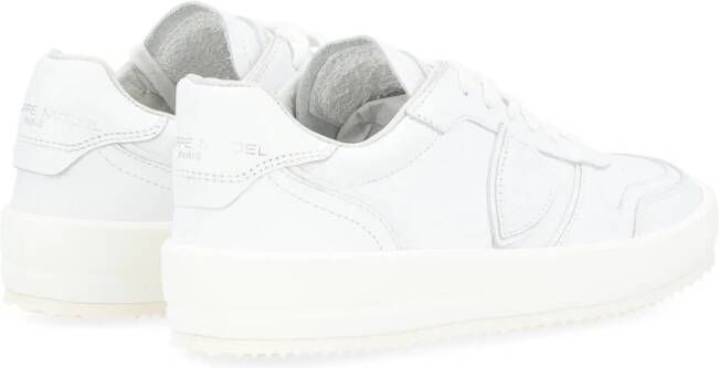 Philippe Model Witte Leren Sneaker met Zilveren Logo White Dames