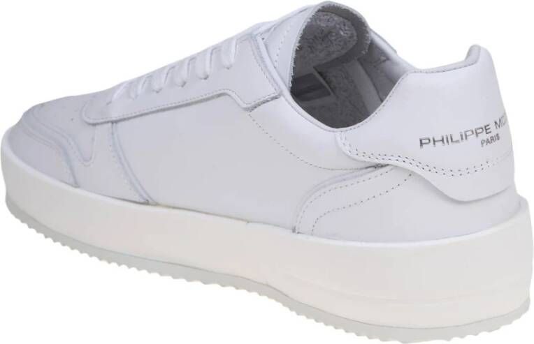Philippe Model Witte Leren Sneakers Vetersluiting White Heren