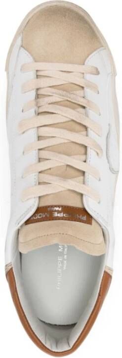 Philippe Model Witte Leren Sneakers Logo Patch White Heren