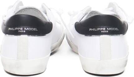 Philippe Model Witte leren sneakers met contrasterende hiel White Heren